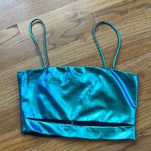 Electric shiny blue crop top